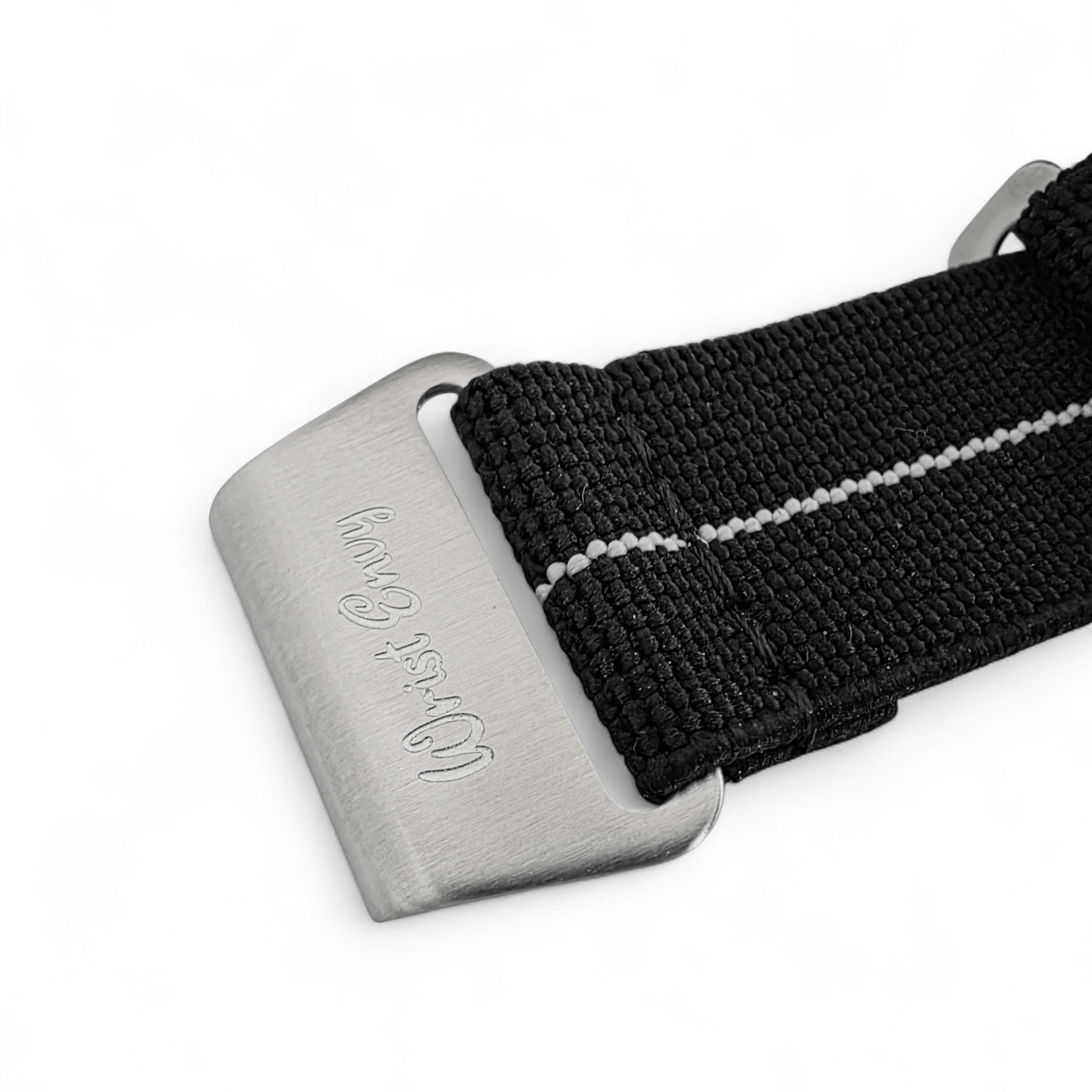 Marine Nationale Watch Strap 20mm 22mm Black White Stripe - Wrist Envy