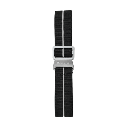 Marine Nationale Watch Strap 20mm 22mm Black White Stripe - Wrist Envy