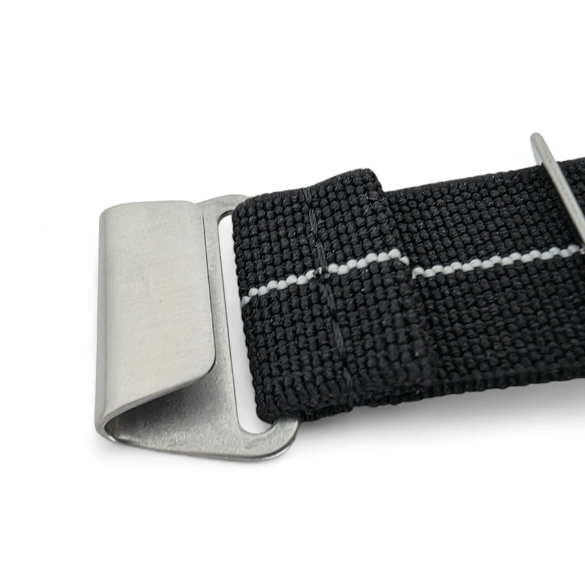 Marine Nationale Watch Strap 20mm 22mm Black White Stripe - Wrist Envy