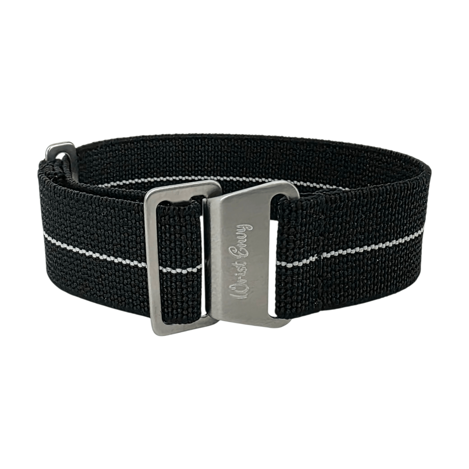 Marine Nationale Watch Strap 20mm 22mm Black White Stripe - Wrist Envy