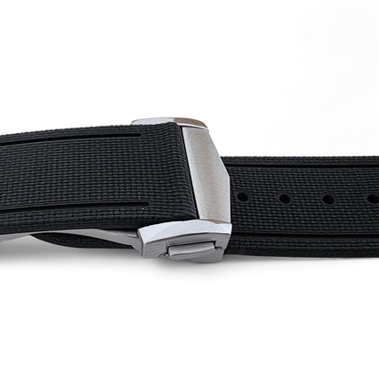 Marine Pro Deploy FKM Rubber Watch Strap 20mm 21mm 22mm Black - Wrist Envy