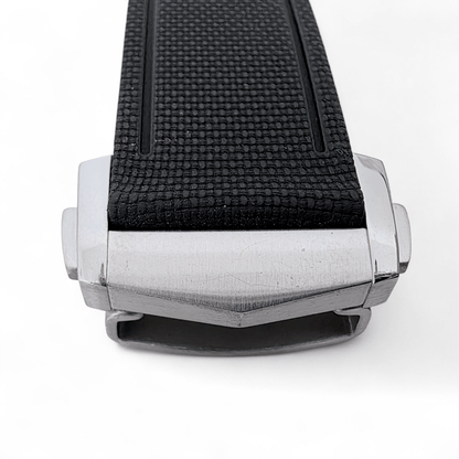 Marine Pro Deploy FKM Rubber Watch Strap 20mm 21mm 22mm Black - Wrist Envy