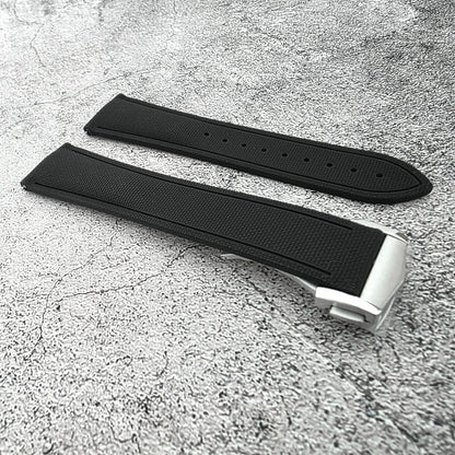 Marine Pro Deploy FKM Rubber Watch Strap 20mm 21mm 22mm Black - Wrist Envy