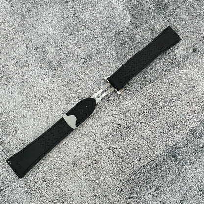 Marine Pro Deploy FKM Rubber Watch Strap 20mm 21mm 22mm Black - Wrist Envy