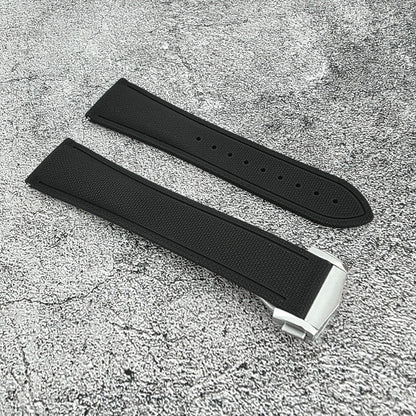 Marine Pro Deploy FKM Rubber Watch Strap 20mm 21mm 22mm Black - Wrist Envy