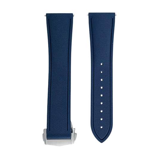 Marine Pro Deploy FKM Rubber Watch Strap 20mm 21mm 22mm Blue - Wrist Envy