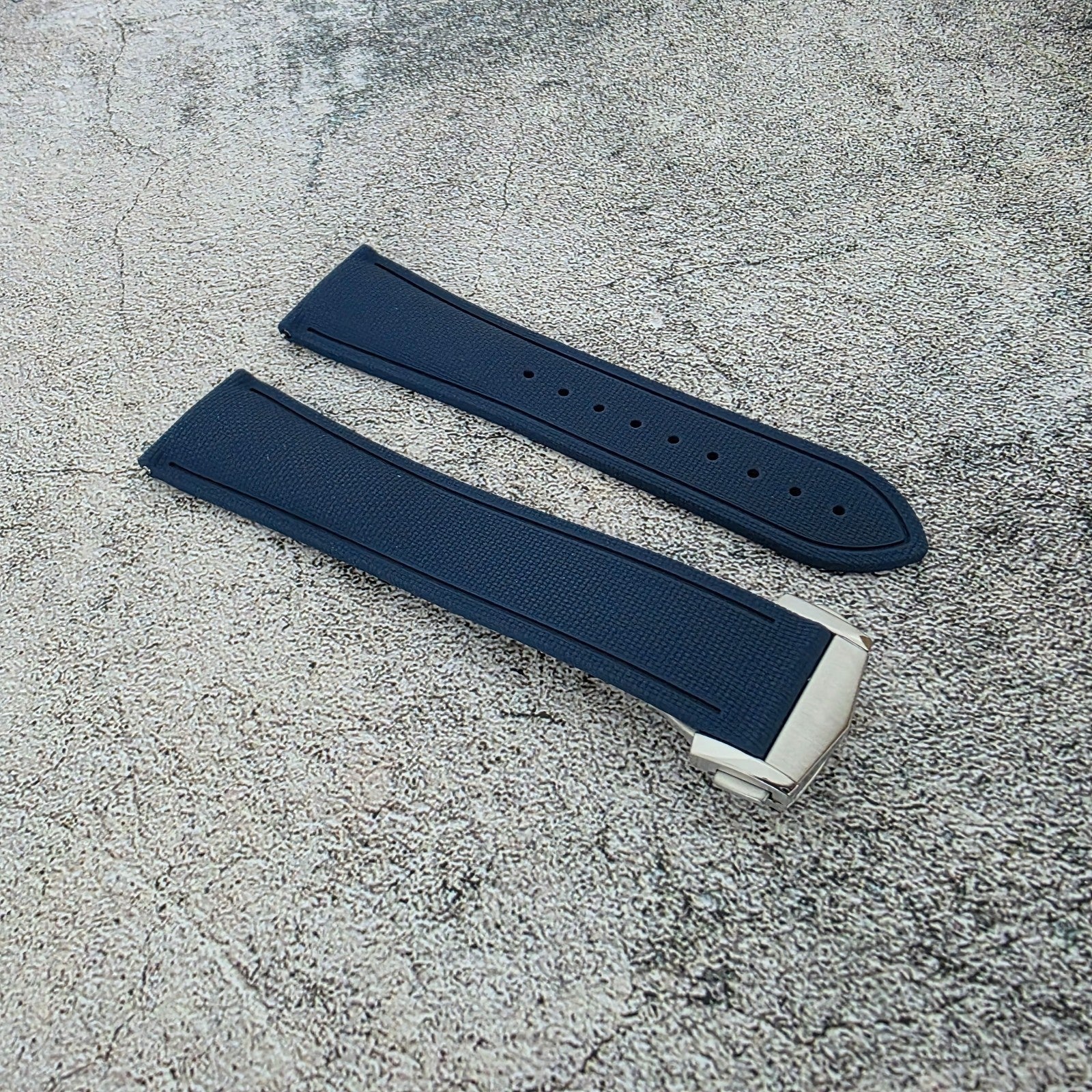 Marine Pro Deploy FKM Rubber Watch Strap 20mm 21mm 22mm Blue - Wrist Envy
