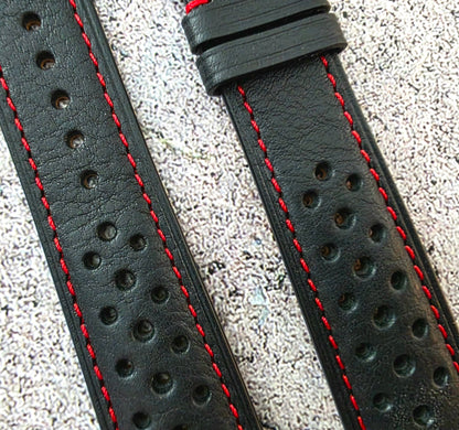 Minerva Box Leather Rally Strap - Custom Ready Made - Black - Wrist Envy