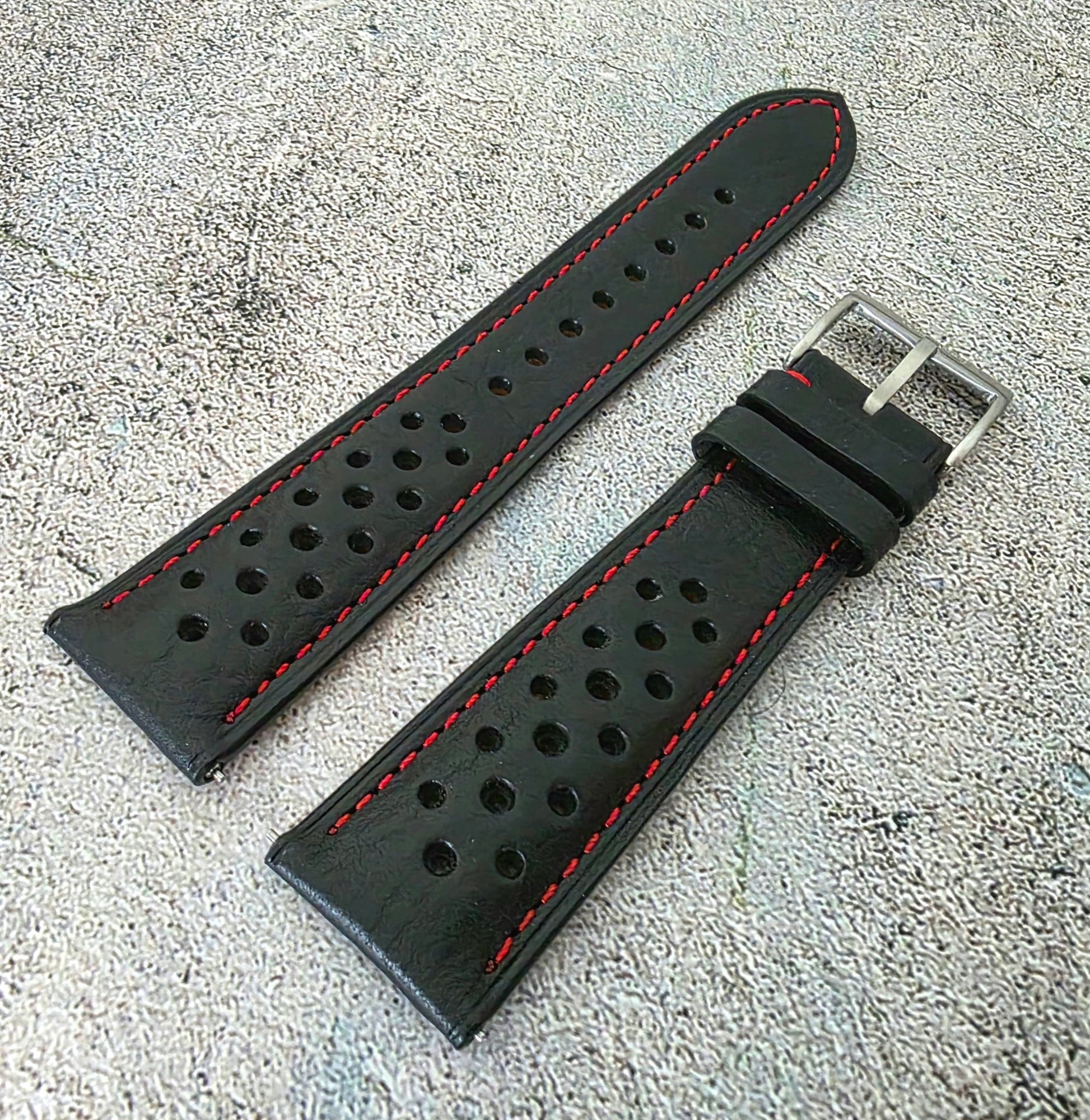 Minerva Box Leather Rally Strap - Custom Ready Made - Black - Wrist Envy