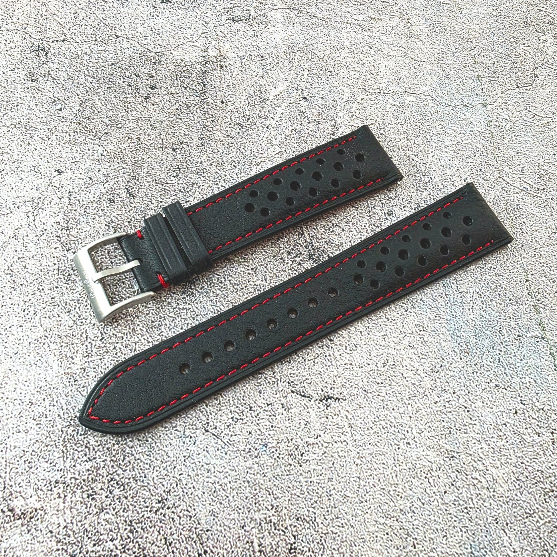 Minerva Box Leather Rally Strap - Custom Ready Made - Black - Wrist Envy