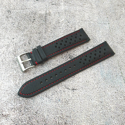 Minerva Box Leather Rally Strap - Custom Ready Made - Black - Wrist Envy