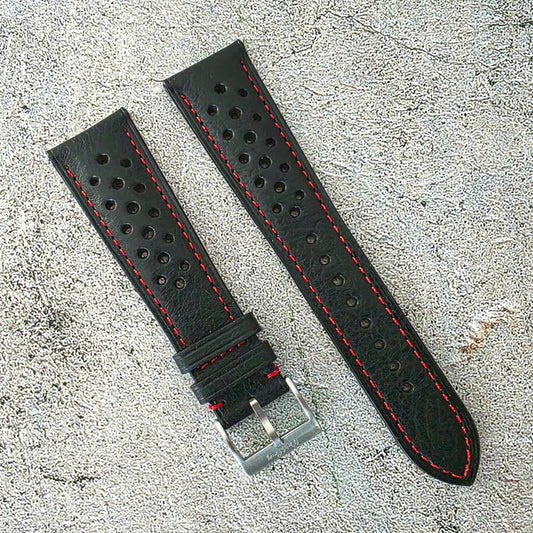 Minerva Box Leather Rally Strap - Custom Ready Made - Black - Wrist Envy