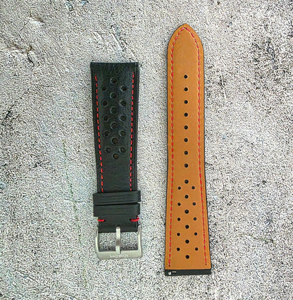Minerva Box Leather Rally Strap - Custom Ready Made - Black - Wrist Envy