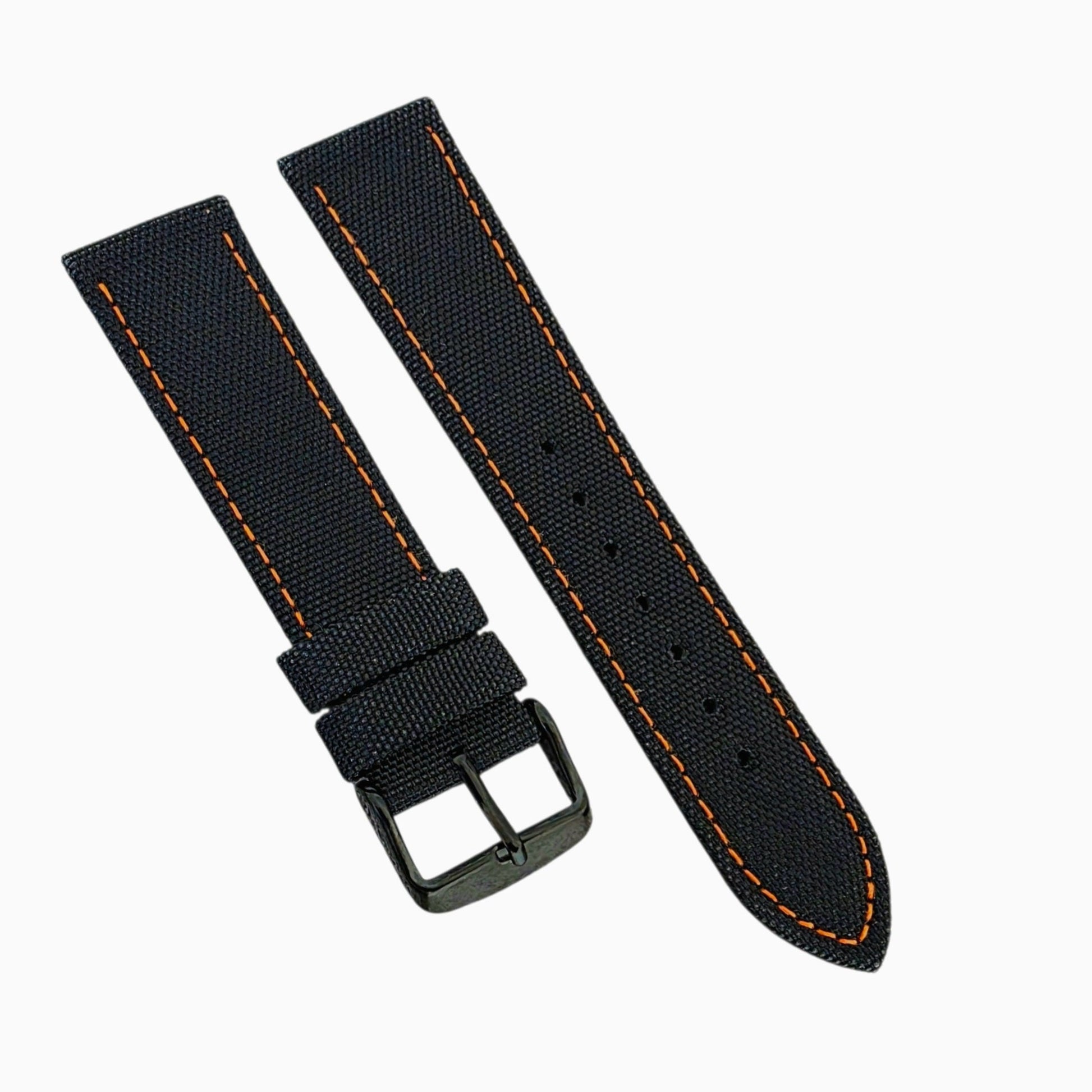 Nylon Canvas Watch Black Buckle 22mm Black Orange - Wrist Envy