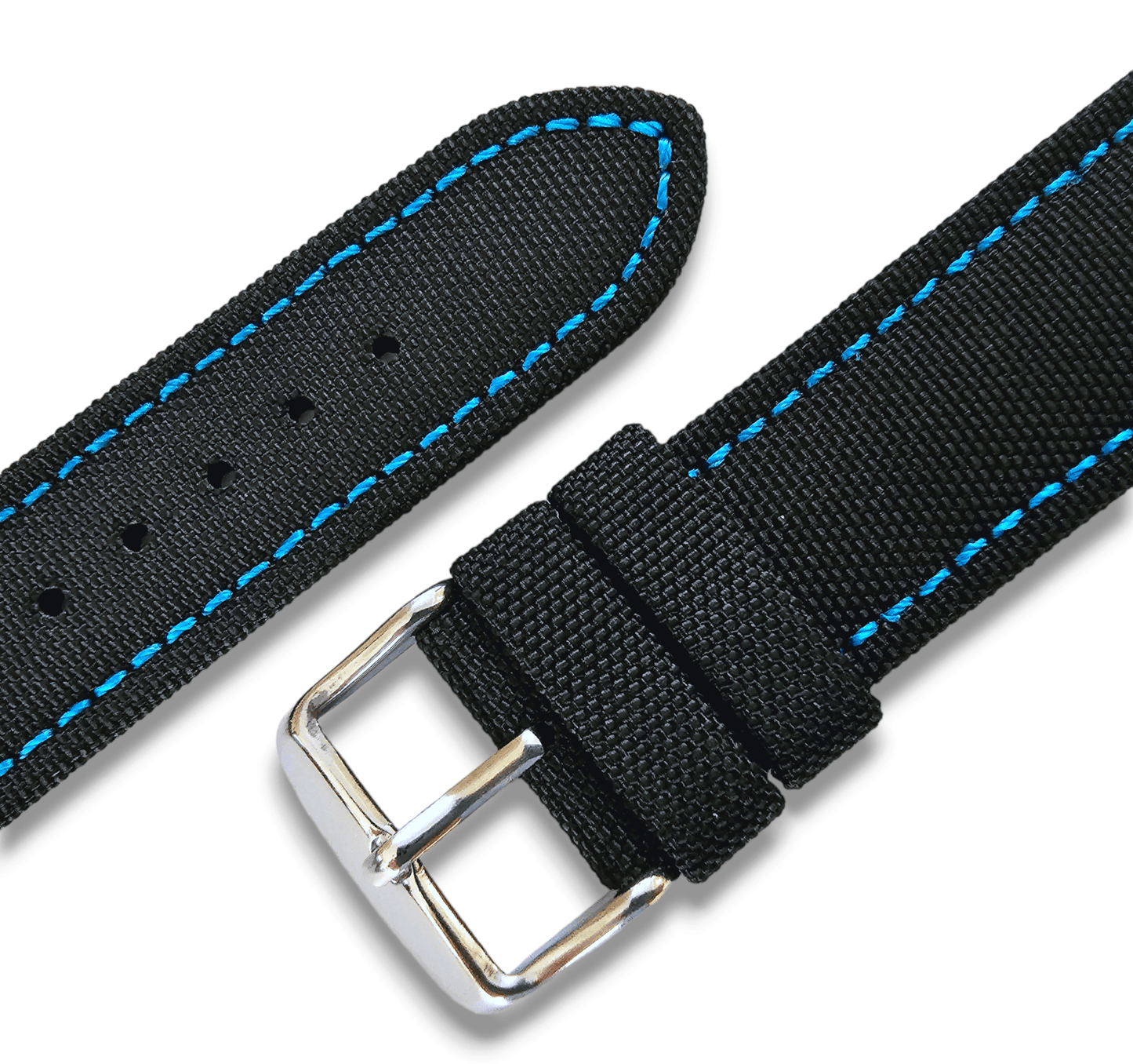 Premium Canvas Sailcloth Watch Strap 20mm 22mm Red Green Black Blue Stitching - Wrist Envy