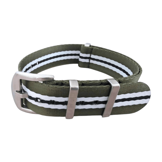 Nylon Military Watch Strap Army Green White Black 22mm - Wrist Envy