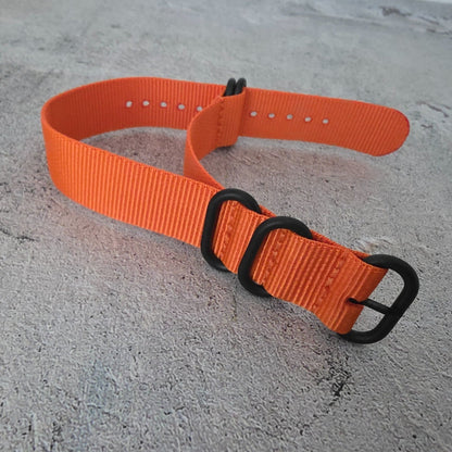 Nylon Military Watch Strap Band Black Hardware One Piece G10 MOD 20mm Orange UK - Wrist Envy