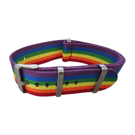 Nylon Military Watch Strap Band One Piece 22mm Rainbow - Wrist Envy