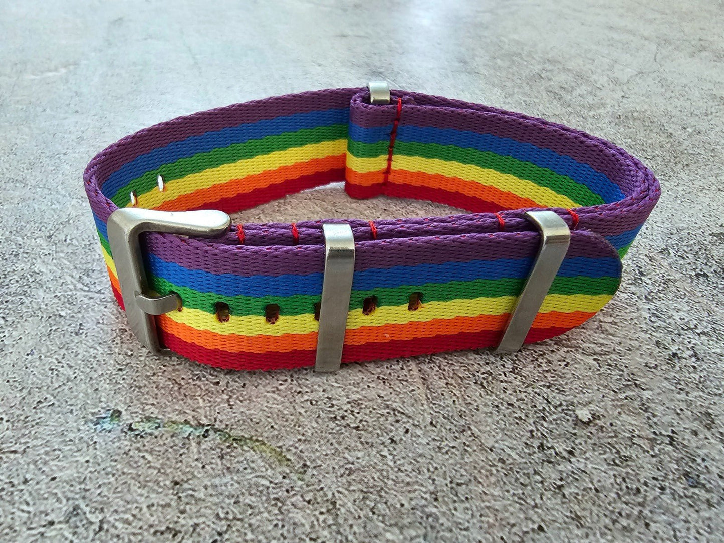 Nylon Military Watch Strap Band One Piece G10 Divers 22mm Herringbone Rainbow UK - Wrist Envy