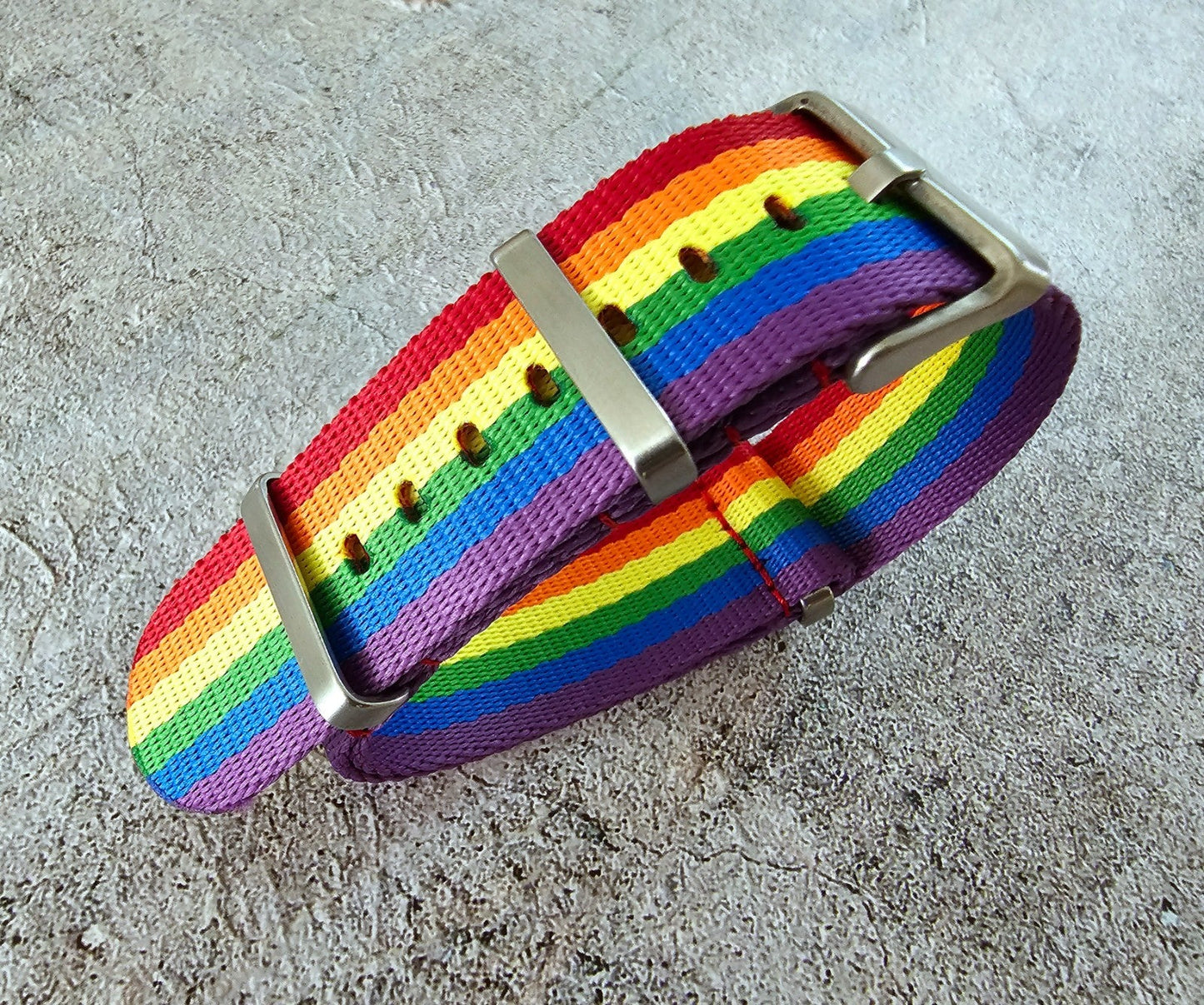 Nylon Military Watch Strap Band One Piece G10 Divers 22mm Herringbone Rainbow UK - Wrist Envy