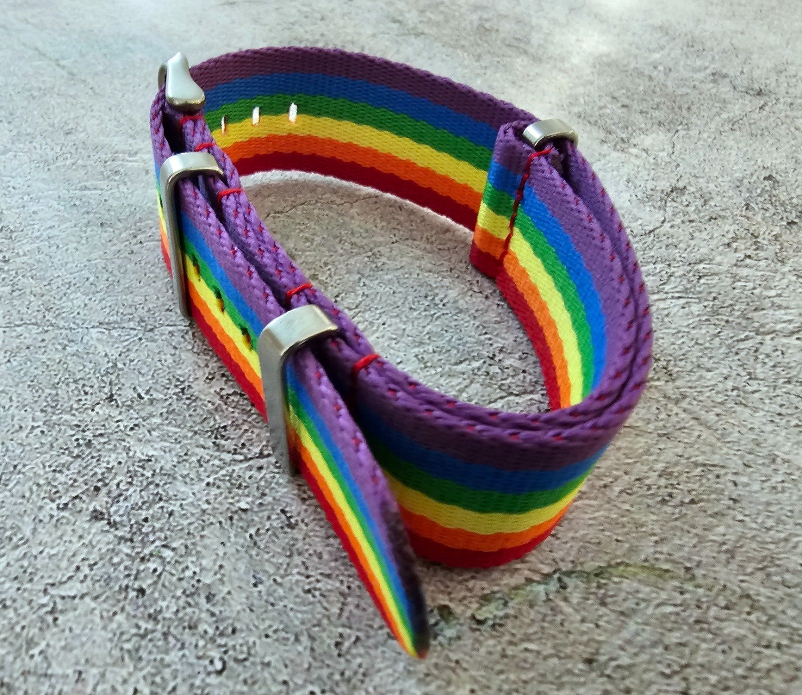 Nylon Military Watch Strap Band One Piece G10 Divers 22mm Herringbone Rainbow UK - Wrist Envy