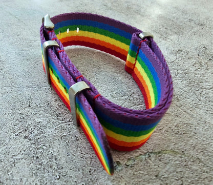 Nylon Military Watch Strap Band One Piece G10 Divers 22mm Herringbone Rainbow UK - Wrist Envy