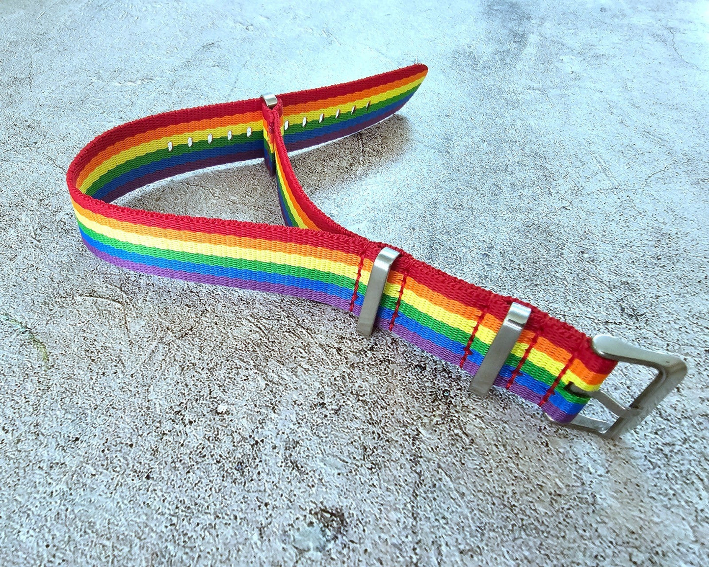 Nylon Military Watch Strap Band One Piece G10 Divers 22mm Herringbone Rainbow UK - Wrist Envy
