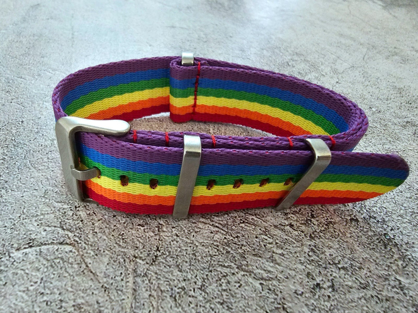 Nylon Military Watch Strap Band One Piece G10 Divers 22mm Herringbone Rainbow UK - Wrist Envy