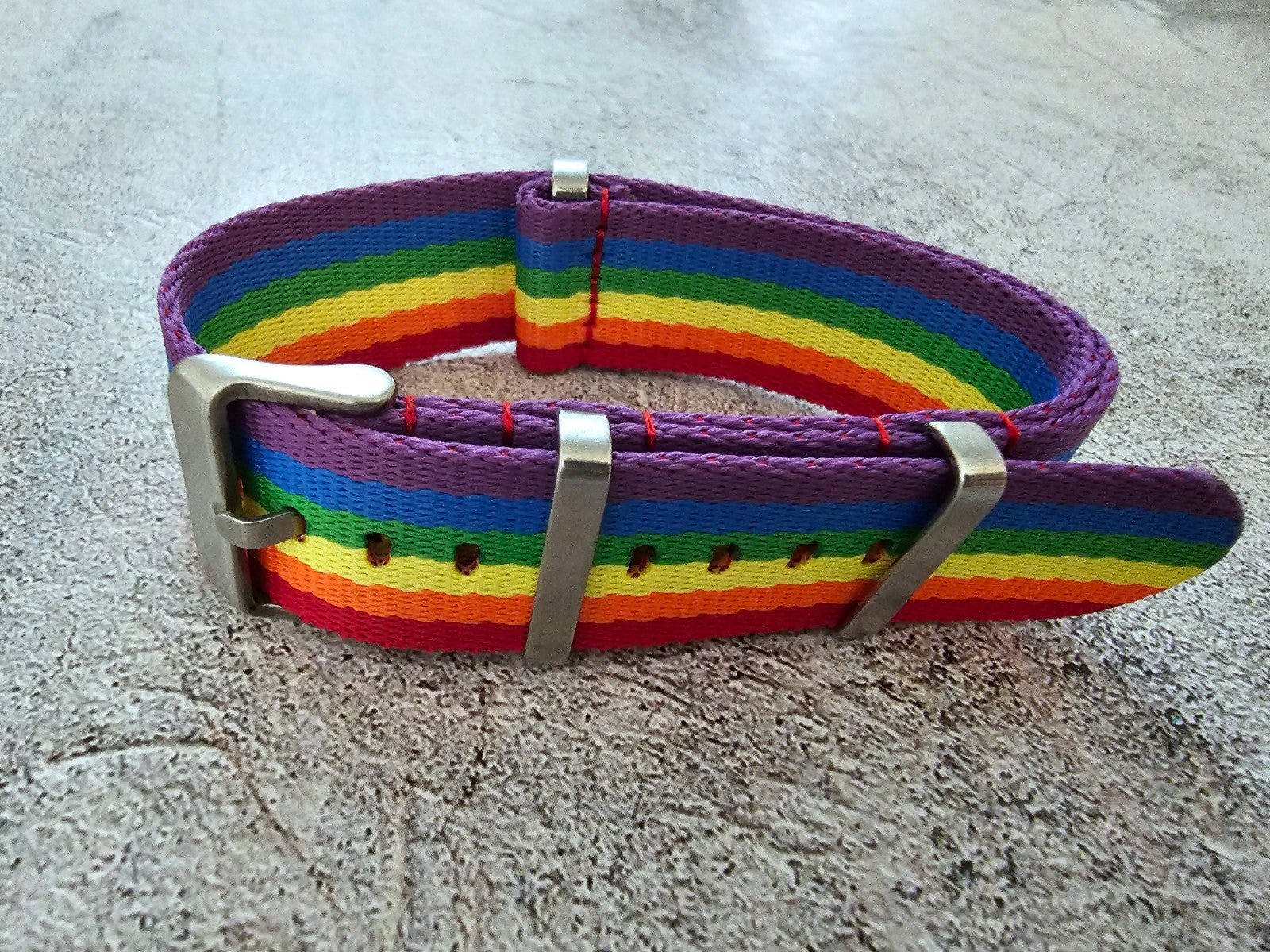 Nylon Military Watch Strap Band One Piece G10 Divers 22mm Herringbone Rainbow UK - Wrist Envy