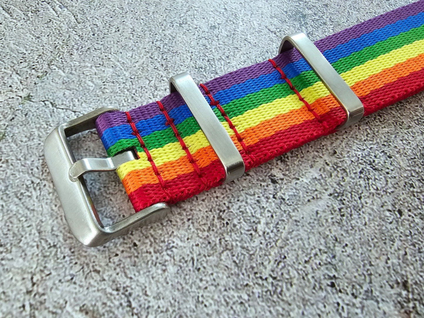 Nylon Military Watch Strap Band One Piece G10 Divers 22mm Herringbone Rainbow UK - Wrist Envy