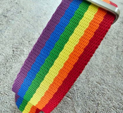 Nylon Military Watch Strap Band One Piece G10 Divers 22mm Herringbone Rainbow UK - Wrist Envy