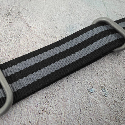 Nylon Military Watch Strap Band One Piece G10 MOD Bond Divers 20mm Black Grey UK - Wrist Envy