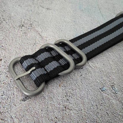 Nylon Military Watch Strap Band One Piece G10 MOD Bond Divers 20mm Black Grey UK - Wrist Envy