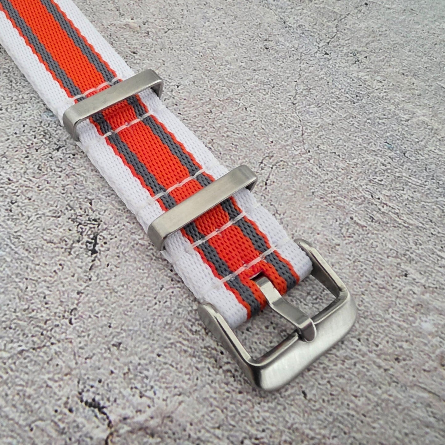 Nylon Military Watch Strap Band One Piece G10 MOD Divers 20mm White Orange Grey - Wrist Envy