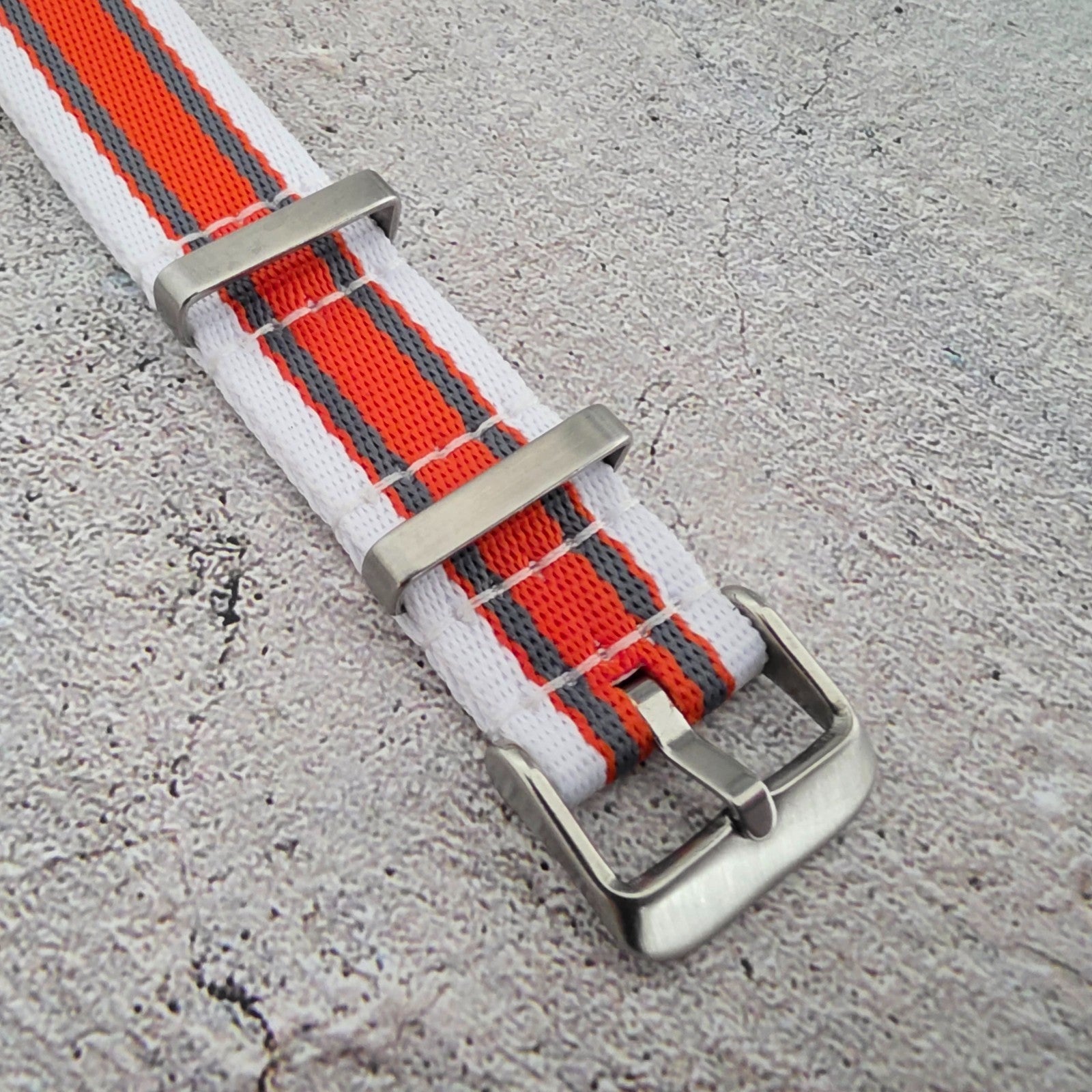 Nylon Military Watch Strap Band One Piece G10 MOD Divers 20mm White Orange Grey - Wrist Envy