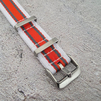 Nylon Military Watch Strap Band One Piece G10 MOD Divers 20mm White Orange Grey - Wrist Envy