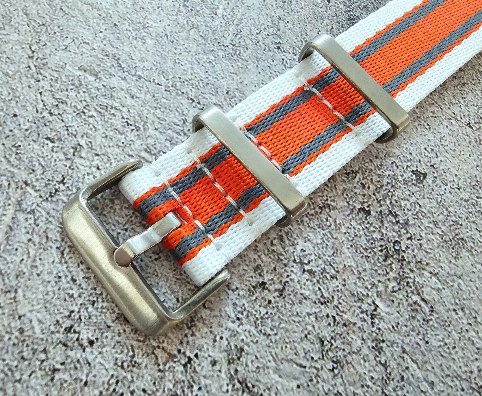 Nylon Military Watch Strap Band One Piece G10 MOD Divers 20mm White Orange Grey - Wrist Envy
