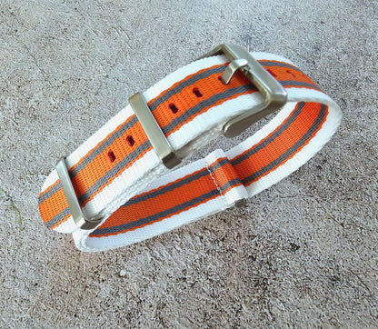 Nylon Military Watch Strap Band One Piece G10 MOD Divers 20mm White Orange Grey - Wrist Envy