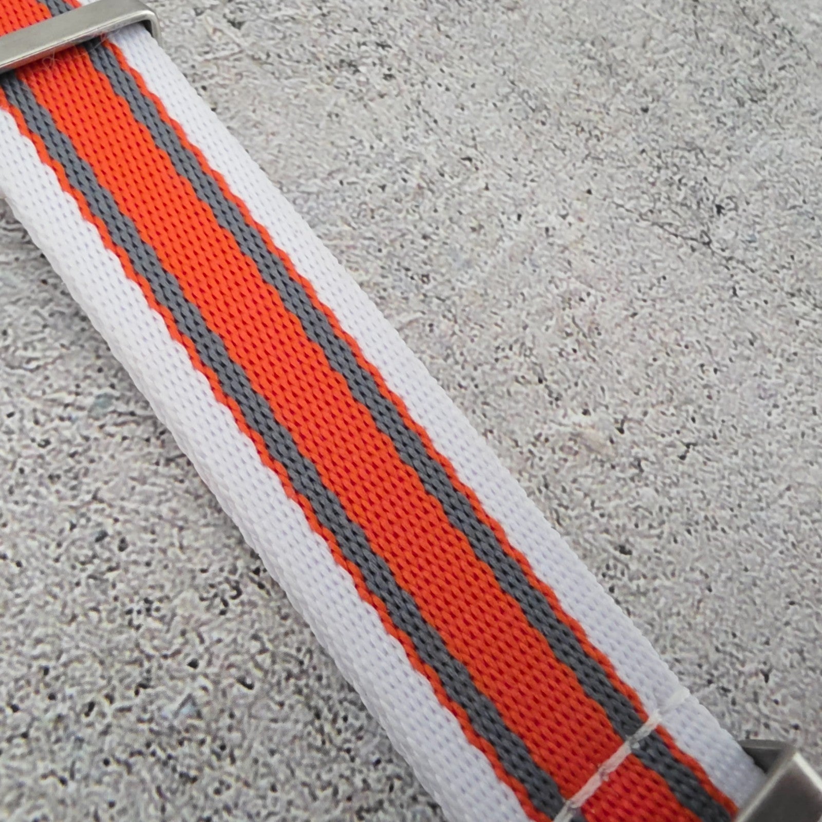 Nylon Military Watch Strap Band One Piece G10 MOD Divers 20mm White Orange Grey - Wrist Envy