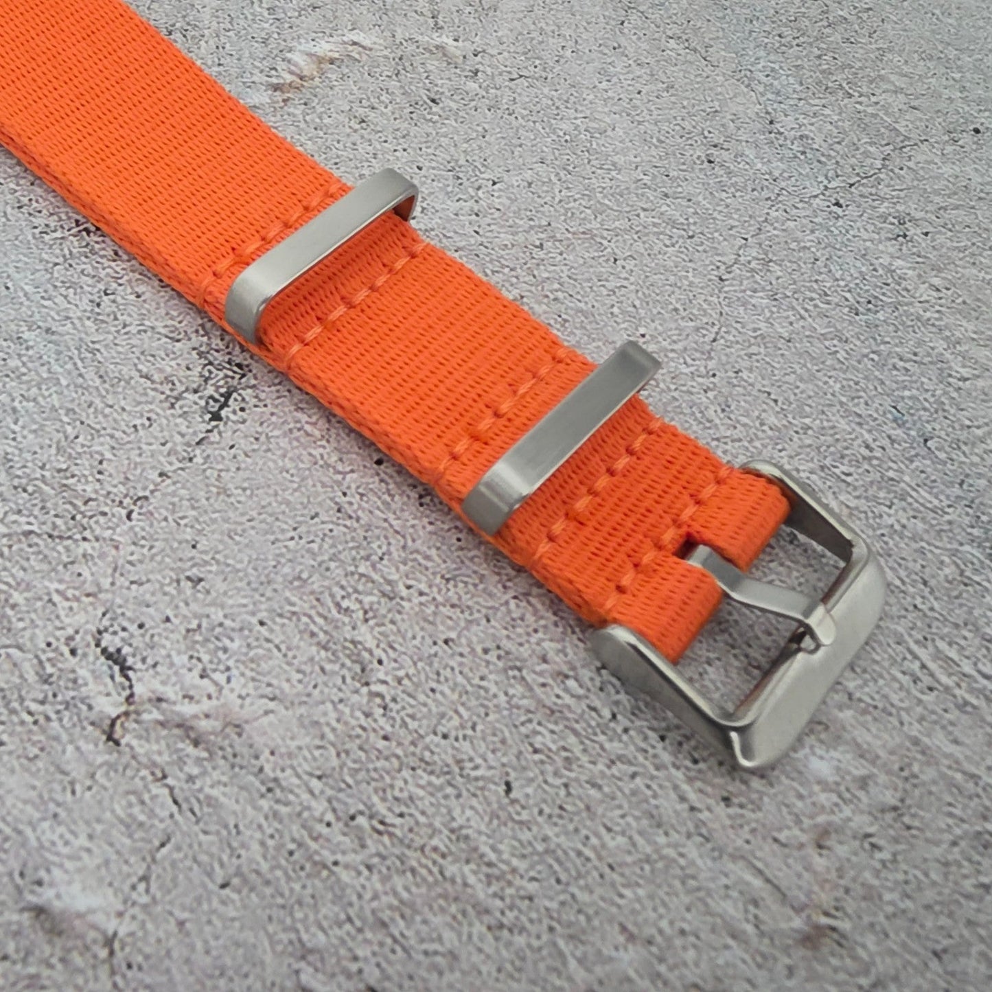 Nylon Military Watch Strap Band One Piece G10 MOD Divers 22mm Herringbone Orange - Wrist Envy