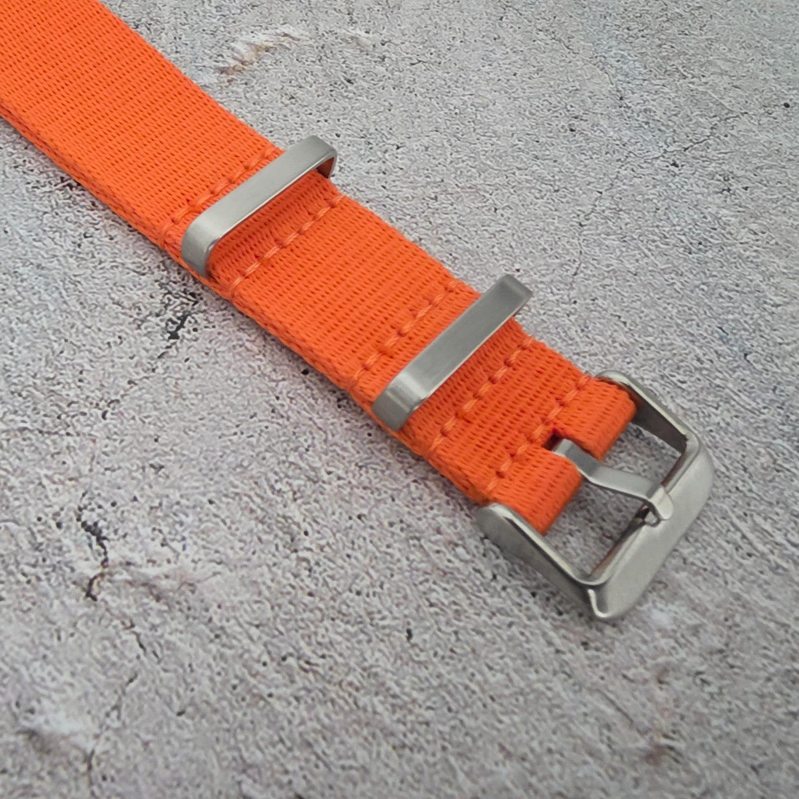 Nylon Military Watch Strap Band One Piece G10 MOD Divers 22mm Herringbone Orange - Wrist Envy