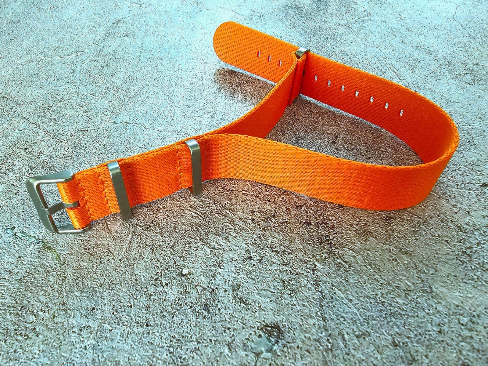 Nylon Military Watch Strap Band One Piece G10 MOD Divers 22mm Herringbone Orange - Wrist Envy