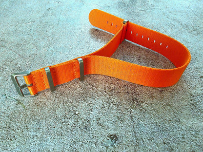 Nylon Military Watch Strap Band One Piece G10 MOD Divers 22mm Herringbone Orange - Wrist Envy