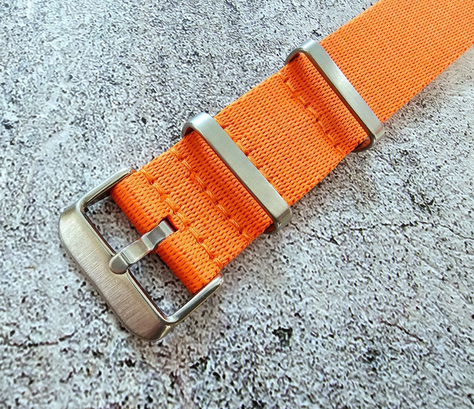 Nylon Military Watch Strap Band One Piece G10 MOD Divers 22mm Herringbone Orange - Wrist Envy