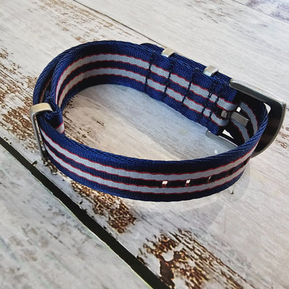 Nylon Military Watch Strap Band One Piece G10 MOD Divers Mens 22mm Blue Red Grey - Wrist Envy