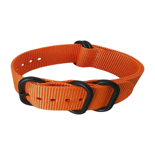 Nylon Military Watch Strap Black Hardware 20mm Orange - Wrist Envy