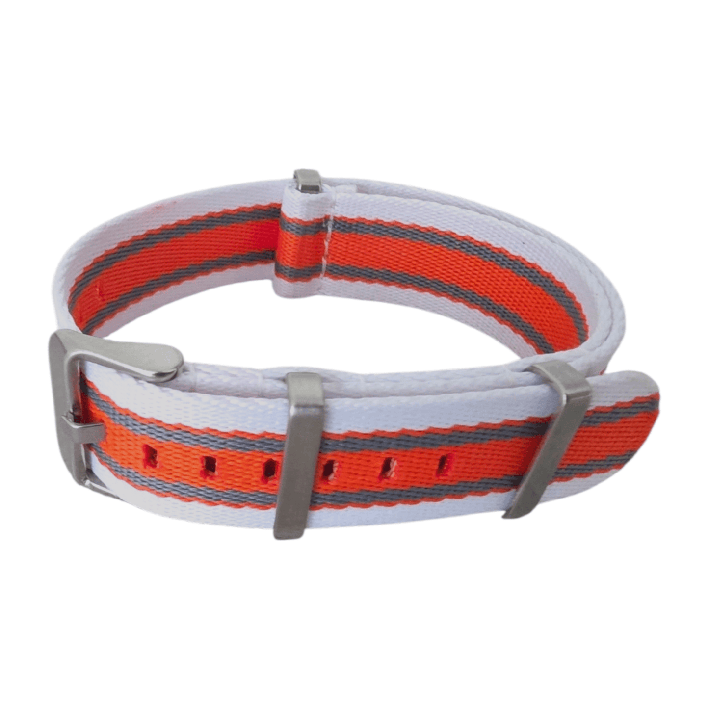 Nylon Military Watch Strap One Piece 20mm White Orange Grey - Wrist Envy