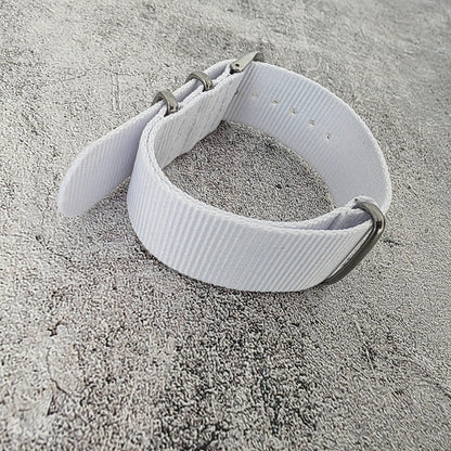 Nylon NATO Watch Strap Band One Piece G10 Military MOD Divers Mend 22mm White UK - Wrist Envy