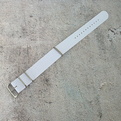 Nylon NATO Watch Strap Band One Piece G10 Military MOD Divers Mend 22mm White UK - Wrist Envy