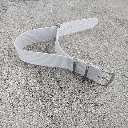 Nylon NATO Watch Strap Band One Piece G10 Military MOD Divers Mend 22mm White UK - Wrist Envy